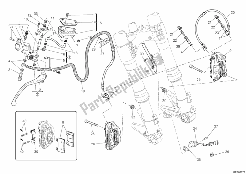 Toutes les pièces pour le Système De Freinage Avant du Ducati Streetfighter 848 USA 2012